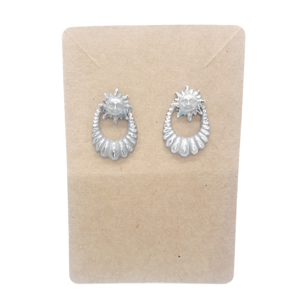 Sterling Silver Sun Scalloped Hoop Earrings